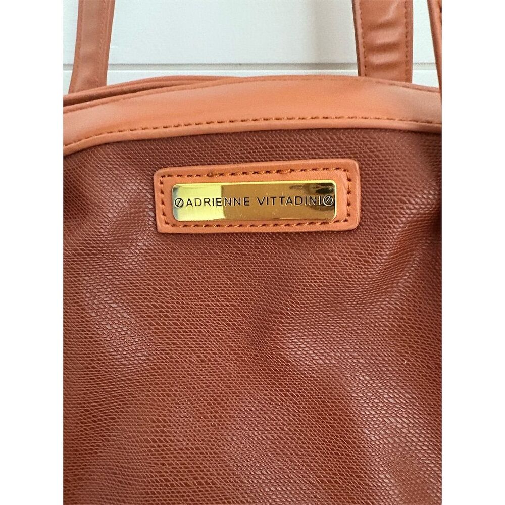 Adrienne Vittadini Women's Large Brown Leather Tote Bag - Picture 5 of 7